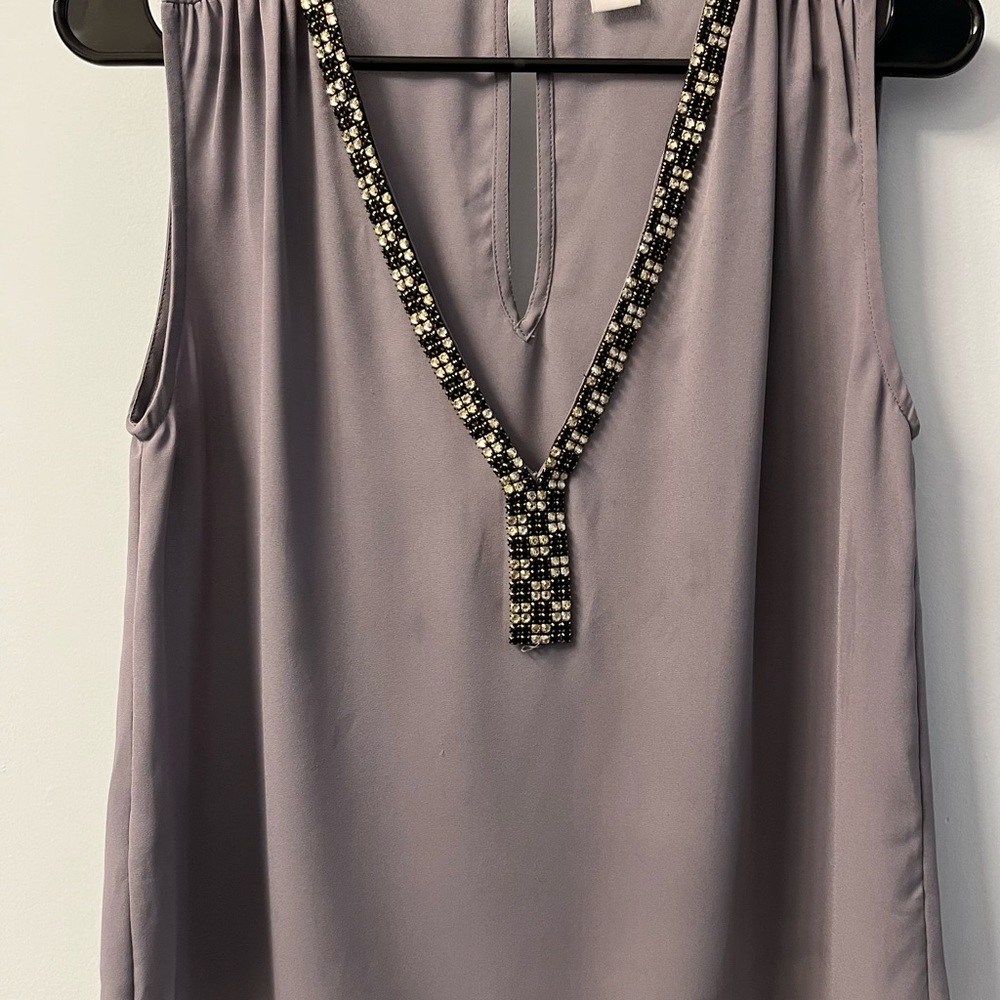 Bar III grey top with rhinestones